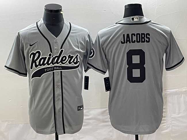 Men's Las Vegas Raiders #8 Josh Jacobs Gray Cool Base Stitched Baseball Jersey,We sell and wholesale Men's Las Vegas Raiders #8 Josh Jacobs Gray Cool Base Stitched Baseball Jersey on line form chian!